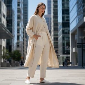 🌻FLAX Stepping Out Linen Jacket Raised Neck Single Button Lagenlook Size Medium